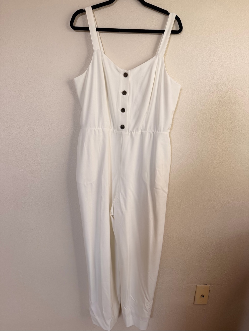 Lauren Conrad White Button-Front Jumpsuit
